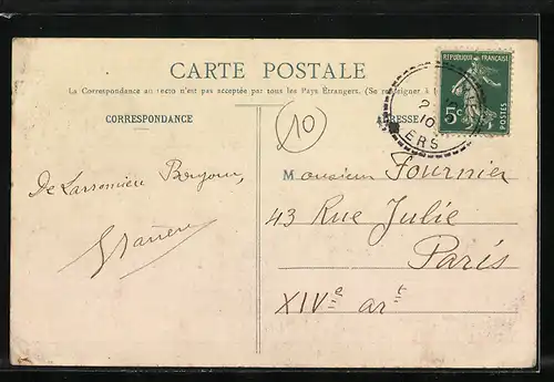 AK Larromieu, Place de l`Eglise, Rue Miramont