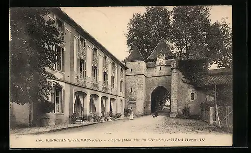 AK Barbotan-les-Thermes, L`Eglise et Hotel Henri IV