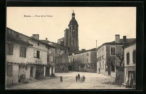 AK Eauze, Place de la Mairie, l`Eglise