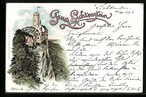 Lithographie Lichtenstein, Schloss Lichtenstein