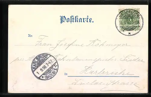 Lithographie Hohenzollern, Burg Hohenzollern, Ritterhelm und Wappen