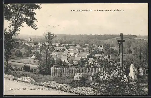 AK Vallangoujard, Panorama du Calvaire