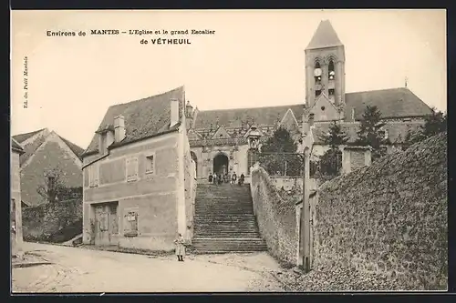 AK Vétheuil, L`Eglise et le grand Escalier