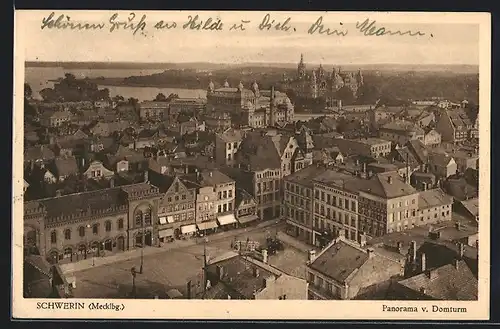 AK Schwerin /Mecklbg., Panorama vom Domturm