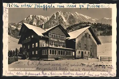 AK Rubi b. Oberstdorf /Allgäu, Pension Viktoria von X. Hindelang im Schnee