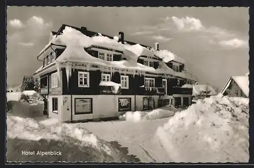 AK Höchenschwand, Hotel Alpenblick im Schnee