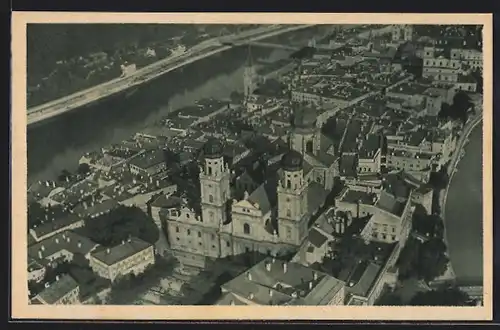 AK Bad Hals b. Passau, Teilansicht mit Kirche, Fliegeraufnahme