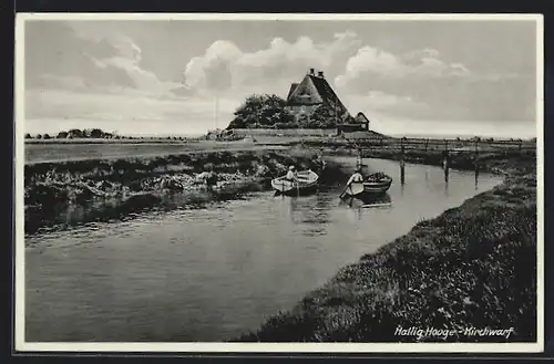 AK Hallig Hooge, Kirchwarf Booten