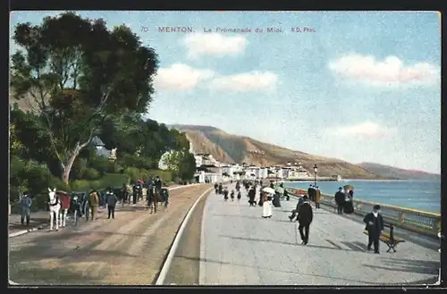 AK Menton, La Promenade du Midi