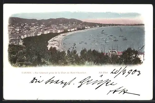 AK Cannes, Vue Générale prise de la Tour du Mont Chevalier