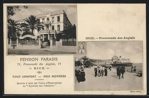 AK Nice, Pension Paradis, 71, Promenade des Anglais, 71, Promenade des Anglais