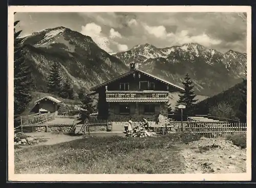 AK Hindelang-Bad Oberdorf i. Allg., Berggasthaus zum Horn mit Gaishorn, Rauhorn und Kugelhorn