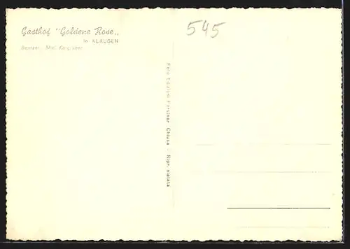 AK Klausen, Gasthof Goldene Rose, Innenansicht