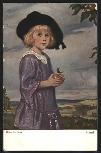 Künstler-AK Corneille Max: Mausi, Mädchen mit Apfel