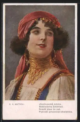 Künstler-AK Camil Vladislav Muttich: Jihoslovanska kraska, Südslavische Schönheit