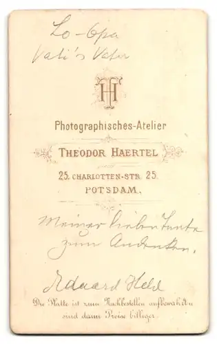 Fotografie Theodor Haertel, Potsdam, Portrait charmanter Herr mit Spitzbart