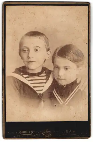 Fotografie L. Gobillot, Gray, Portrait Kinderpaar in hübscher Kleidung