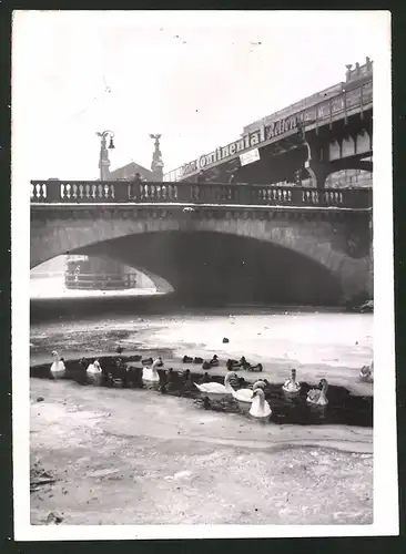 Fotografie Ansicht Berlin-Kreuzberg, Landwehrkanal am Halleschen Tor, Brücke & Hochbahntrasse 1940