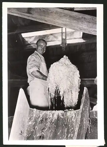 Fotografie Werkmeister in der Sauerkrautfabrik