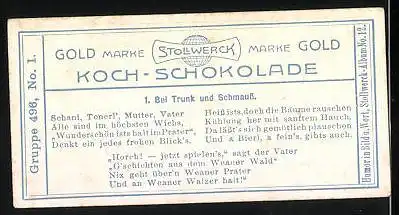 Sammelbild Stollwerck Schokolade, Gold-Koch-Schokolade, bei Trunk und Schmauss