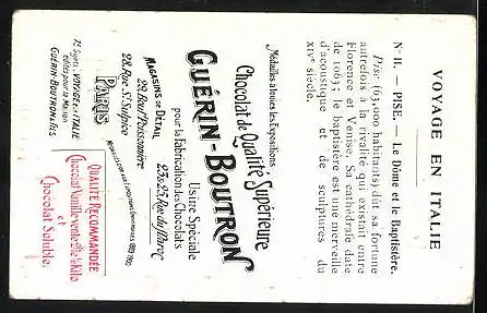 Sammelbild Chocolat Guérin-Boutron, Pise, Le Dome et le Baptistère