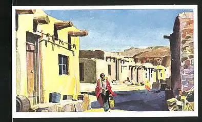 Sammelbild Stollwerck, Reise um die Welt, 1. Teil Nr. 30: Strasse im Pueblo der Zuni-Indianer