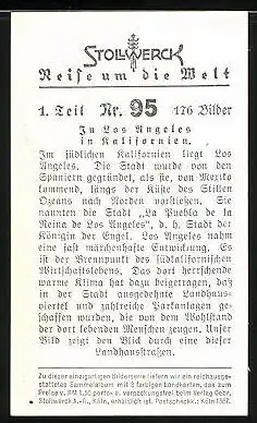 Sammelbild Stollwerck, Reise um die Welt Nr. 95: Los Angeles in Kalifornien
