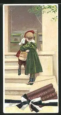 Sammelbild Stollwerck Schokolade, Hans verabschiedet sich von Trudel