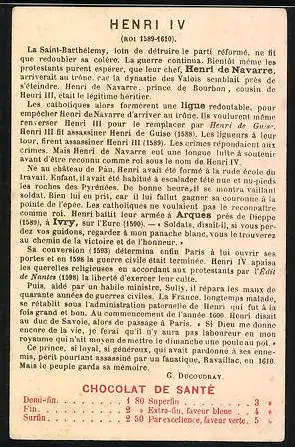 Sammelbild Chocolat Ibled, Henri 4. (Roi 1589-1610)