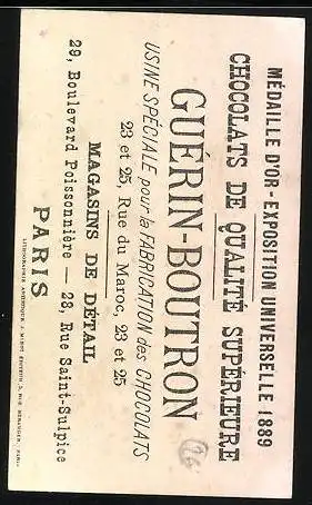 Sammelbild Chocolat Guerin-Boutron, Pas ensore la moindre piece de gibier?.., Jäger und Dame