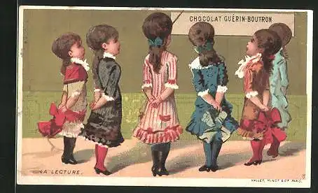 Sammelbild Chocolat Guérin-Boutron, La Lecture, Mädchen in der Schule