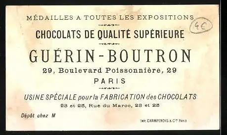 Sammelbild Chocolat Guérin-Boutron, Le premier mot, Kleinkind auf dem Tisch