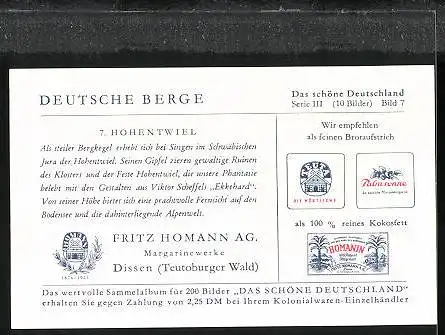 Sammelbild Dissen, Fritz Homann AG, Deutsche Berge, 7. Hohentwiel