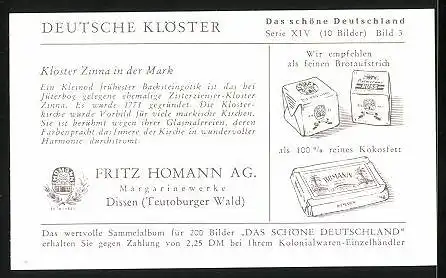 Sammelbild Dissen, Fritz Homann AG, Deutsche Klöster, 3. Kloster Zinna in der Mark