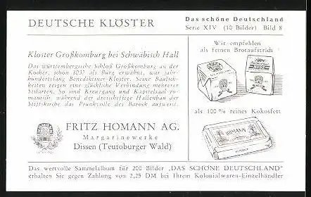 Sammelbild Dissen, Fritz Homann AG, Deutsche Klöster, 8. Kloster Grosskomburg bei Schwäbisch Hall