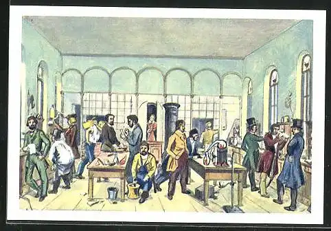 Sammelbild Dissen, Fritz Homann AG, Geschichte unserer Welt, Bild 157, Liebigs chemisches Institut 1842