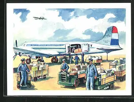 Sammelbild Fritz Homann AG, Luftverkehr II., Beladen eines Frachtflugzeuges