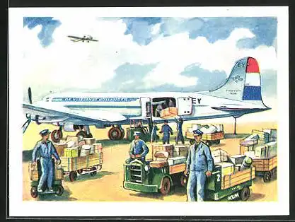 Sammelbild Fritz Homann AG, Luftverkehr II., Entladen eines Frachtflugzeuges