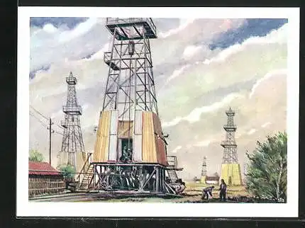 Sammelbild Fritz Homann AG, Ölgewinnung, Ölfeld im Emsland