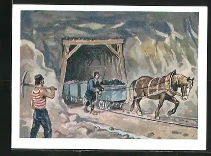 Sammelbild Fritz Homann AG, Kohleförderung, Kohleförderung mit Pferden im 18. Jahrhundert