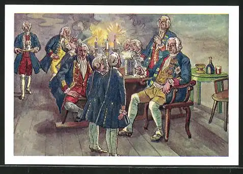 Sammelbild Fritz Homann AG, der fürstl. Absolutismus in Europa, das Tabakskollegium des preussischen Soldatenkönigs