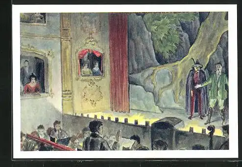 Sammelbild Fritz Homann AG, die Romantik liebt die Heimat, der Freischütz, Oper von Carl Maria von Weber