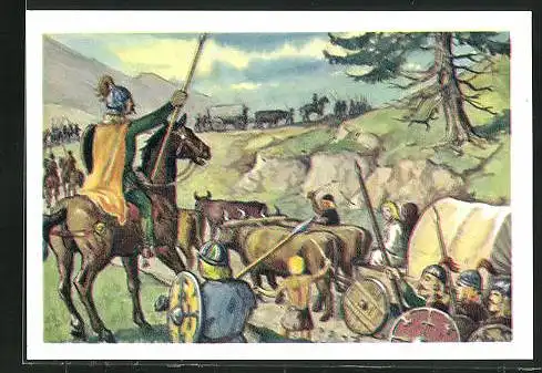 Sammelbild Fritz Homann AG, die Germanen, Zug der Völkerwanderung