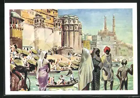 Sammelbild Fritz Homann AG, Religionsstifter, Heiliges Bad der Hindu im Ganges
