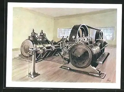 Sammelbild Fritz Homann AG, Ansicht einer Zwillingsdampfmaschine