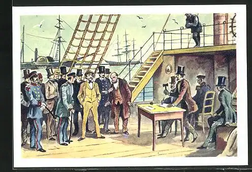 Sammelbild Fritz Homann AG, vom Untertan zum Staatsbürger, Versteigerung der ersten deutschen Flotte 1853