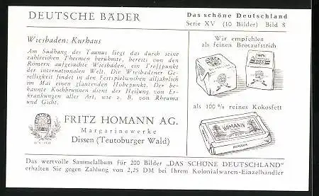 Sammelbild Fritz Homann AG, Deutsche Bäder, Bad Kissingen, Kurhaus