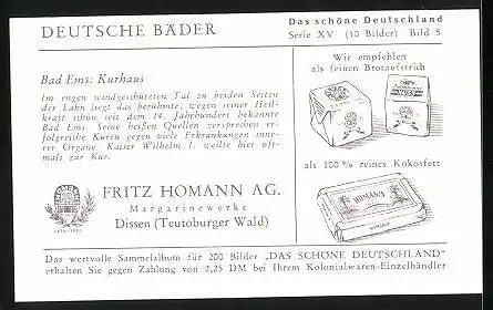Sammelbild Fritz Homann AG, Deutsche Bäder, Bad Ems, Kurhaus