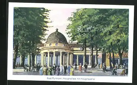 Sammelbild Fritz Homann AG, Deutsche Bäder, Bad Pyrmont, Hauptallee mit Hauptquelle