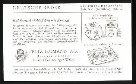 Sammelbild Fritz Homann AG, Deutsche Bäder, Bad Bertrich, Schlösschen mit Kursaal